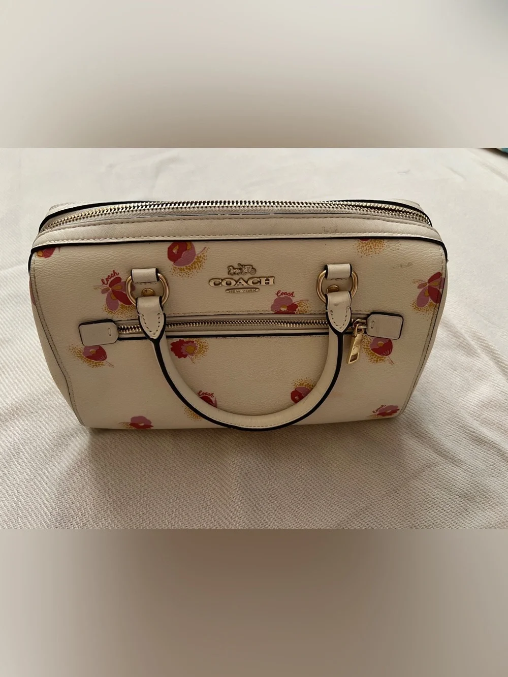 Coach Cream Floral Satchel